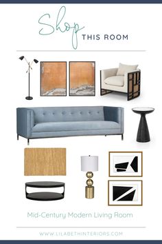 the mid century modern living room design board