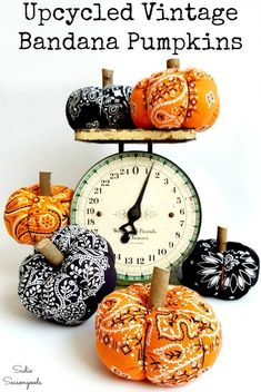 an image of pumpkins with the words how to make handmade bandana pumpkins