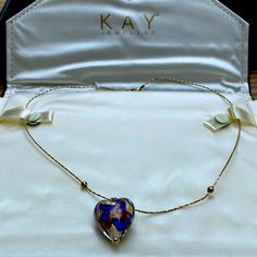 14k Yellow Gold Murano Venetian Glass Heart Necklace Kay Jewelers Necklaces, Panda Necklace, Glass Heart Necklace, Diamond Infinity Necklace, Australian Opal Pendant, Diamond Heart Pendant Necklace, Rhinestone Statement Necklace, Heart Necklace Diamond, Kay Jewelers