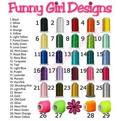 a poster with the numbers and colors of sewing thread for kids to sew on