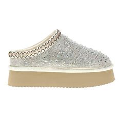 The Do Not Disturb Slippers feature an all-over rhinestone upper with a comfy faux fur footbed, atop a platform sole. Size: one size.  Color: Silver.  Gender: female.  Age Group: adult. Arch Support Shoes, Cowboy Ankle Boots, Clear Shoes, Fashion Slippers, Fabric Shoes, Walking Shoes Women, Slippers For Girls, Do Not Disturb, Loafers Style