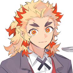 an anime character with blonde hair and orange eyes