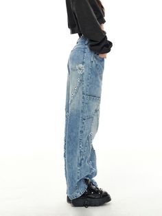 Damage Vintage Wide Loose Casual Denim Pants – ARCANA ARCHIVE Arcana Archive, Casual Denim Pants, Casual Denim, Denim Pants, Pants, Blue, Trousers