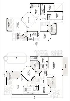 two floor plans for a house that is very large and has an attached living area