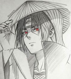 a drawing of a man with red eyes holding an umbrella