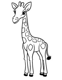 a cartoon giraffe standing with its head turned to the side