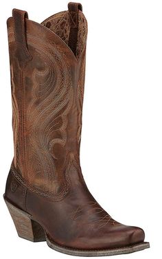 Ariat Lively Women's Sassy Brown Punchy Square Toe Western Boots | Cavender's Rugged Brown Boots With Pointed Toe, Brown Boots With Reinforced Toe, Fitted Vintage Brown Boots With Leather Sole, Rustic Almond Toe Boots, Classic Vintage Brown Boots, Distressed Brown Fitted Boots With Round Toe, Rugged Fitted Boots With Square Toe, Fitted Distressed Brown Boots With Round Toe, Fitted Rugged Boots With Square Toe