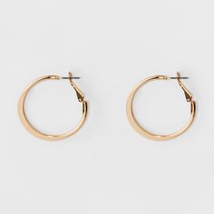 Medium Flat Hoop Earrings - A New Day Gold Jewelry For Teens, Flat Hoop Earrings, Earrings Outfit, Small Gold Hoop Earrings, Pretty Jewelry Necklaces, Medium Hoop Earrings, Small Gold Hoops, Tiny Hoop Earrings, Hoop Earring Sets