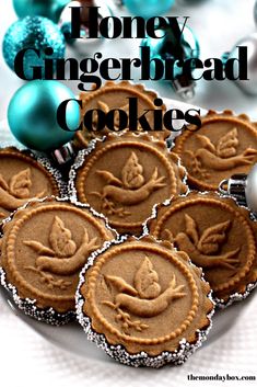 homemade gingerbread cookies on a plate with ornaments