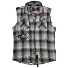 Vintage flannel vest Fits like size L Distressed, sewn, and re-worked by hand Features random patches, safety pins, & other embellishments SIZE / COLOR / DISTRESSING / OTHER IMPERFECTIONS MAY VARY ALL VINTAGE SALES FINAL Alternative Style Cotton Vest For Streetwear, Alternative Cotton Vest For Streetwear, Cotton Grunge Vest With Graphic Print, Distressed Cotton Vest For Streetwear, Distressed Grunge Denim Vest For Streetwear, Grunge Denim Vest With Pockets, Patch Flannel Punk, Fitted Grunge Denim Vest, Punk Vest