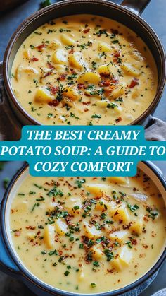 Cozy up with a bowl of the creamiest, most comforting potato soup! 🥔✨ This easy, homemade recipe is packed with tender potatoes, a buttery, garlic-infused base, and creamy goodness. Ready in under an hour, it's the perfect warm-up meal for chilly days and can be topped with cheese, chives, or crispy bacon for extra flavor. Ideal for weeknight dinners or family gatherings, this creamy potato soup is a must-try for any soup lover! 🍲 #PotatoSoup #ComfortFood #EasyRecipes #SoupSeason #Creamy Instapot Potato Soup Recipes, Potato And Cheddar Soup, Delicious Potato Soup, Cream Potatoes Soup Recipe, Creamy Garlic Potato Soup, Cheesy Creamy Potato Soup, Cajun Potato Soup Recipe, Taste Of Home Potato Soup Recipe, Soup Potatoes Recipes