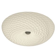 a white light that is on top of a ceiling fixture with a circular design in the middle