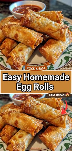 easy homemade egg rolls recipe on a plate