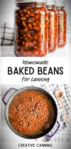 homemade baked beans for canning with text overlay