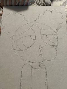 a sketch of blossom from powerful girls- melanin version Easy Fun Drawings Creative, Power Puff Canvas Painting, Drawing Ideas Powerpuff, Canvas Painting Ideas Powerpuff, Canvas Sketch Ideas Drawings, Canvas Art Inspo Easy, Y2k Canvas Art, Sketch Book Drawing Ideas Easy, Easy Painting Ideas On Paper Simple