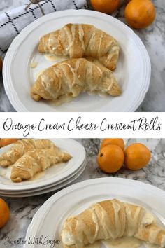 orange cream cheese crescent rolls on white plates