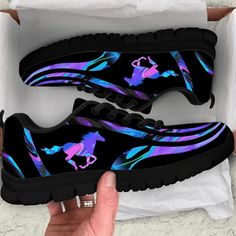 Lightweight construction with breathable mesh fabric provides a comfortable and flawless fit. Galaxy Shoes, Neon Sneakers, Dental Teeth, Tennis Sneakers, Shoes Running, Shoe Gifts, Fashion Black, Dinosaur Print, Custom Shoes