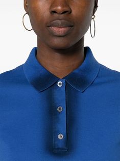 Cotton polo shirt by Loewe. This item is in size S and the color is Blue Designer Tops With Polo Collar For Workwear, Luxury Blue Collared Tops, Blue Polo Shirt With Polo Collar, Blue Polo Shirt For Workwear, Designer Blue Cotton Polo Shirt, Luxury Polo Shirt With Collared Neckline For Work, Luxury Blue Collared Polo Shirt, Luxury Blue Polo Collar Top, Luxury Collared Polo Shirt For Workwear