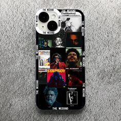 a cell phone case with many movie covers on it