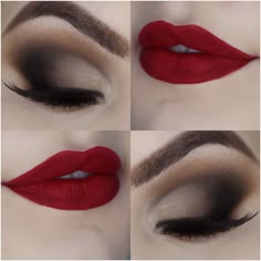 Tutorial – maquiagem opaca com efeito profissional para o Natal Maquillage Kylie Jenner, Make Up Designs, Makeup Ojos, Beauty Make-up, Pinterest Makeup, Eye Makeup Tips, Makeup Goals, Makeup Designs, Red Lipstick