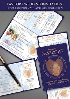 passport wedding card and ticket template