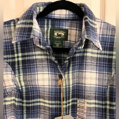 Stillwater Supply Co Women’s Plaid Long Sleeve Button Up Soft Flannel Small Nwt Blue Buttoned Flannel Shirt For Work, Blue Flannel Shirt With Buttons For Work, Still Water, Womens Plaid, Soft Flannel, Button Down Shirts, Button Down Shirt, Button Up, Color Blue