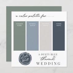 the color palette for a dusty blue wedding