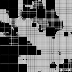 a cross stitch world map in black and white with squares all over the entire pattern