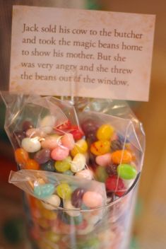 a glass jar filled with lots of candy