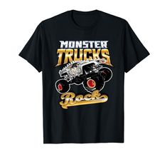 a black monster truck t - shirt that says monster trucks rock