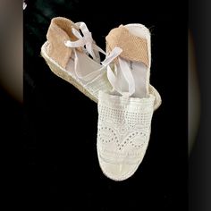 New With Tags Never Worn Women’s Lace Up Espadrille Wedges Size 8.5 Laces Still Bound Lace Up Espadrille Wedges, Silver Wedge Sandals, Floral Espadrilles, Silver Wedges, Brown Leather Wedges, Brown Wedge Sandals, Lace Up Espadrilles, Club Shoes, Beaded Sandals