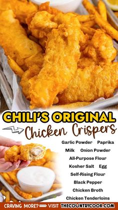 the menu for chili's original chicken crispers