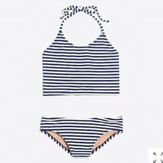 J. Crew Crewcuts. Blue And White Swimsuit White Sleeveless Playwear Tankini, White Sleeveless Tankini For Playwear, Blue Spring Playwear Tankini, Spring Blue Tankini For Playwear, Crop Tankini, Blue Tankini, J Crew Style, White Swimsuit, Swim Tankini