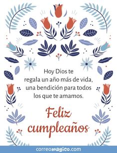 a card with the words feliz cumpleanos in spanish and english