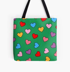 Colorful Heart Y2K Pattern with Green Background by DiaShaaa | Redbubble Big Sale