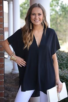 Dreamy Chiffon Tunic, Black :: SHORT SLEEVE & SLEEVELESS :: Tops :: The Blue Door Boutique Chic V-neck Tunic For Spring, Casual V-neck Tunic For Layering, V-neck Blouse For Layering, Casual Flowy V-neck Top, Elegant Flowy V-neck Tunic, Chic V-neck Spring Tunic, Elegant Black V-neck Tunic, Chic V-neck Tunic For Vacation, Black V-neck Tunic For Vacation