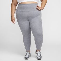 Up for a workout or down to chill, these leggings are the Ones that are ready for whatever you are. Their midweight, peachy-soft fabric stretches with your every move and dries quickly. Plus, a high waist is designed to meet your favorite cropped tops for a head-to-toe look that you can feel confident and comfortable in all day long. Nike Casual Yoga Leggings, Nike Athleisure Activewear With Pockets, Nike Solid Activewear For Jogging, Nike Full Length Yoga Pants, Nike Functional Yoga Bottoms, Nike Moisture-wicking Bottoms For Light Exercise, Nike Bottoms For Pilates, Nike Athleisure Bottoms For Yoga, Nike Solid Bottoms For Pilates