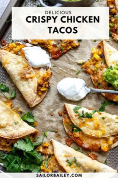 The best salsa verde Crispy Chicken Tacos. These tacos are fully loaded with flavor and a crispy texture. You will love these! via @sailor_bailey Chicken Thigh Tacos Recipe, Sailor Bailey Crispy Chicken Tacos, Chicken Tacos With Rotisserie Chicken, Crispy Chicken Tacos, Chicken Street Tacos, Dinner Mexican, Pulled Chicken Tacos, Sailor Bailey, Best Salsa