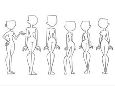 a line drawing of different female mannequins