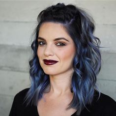 This is PULP RIOT.  #harttofcolor Medium Brunette Hair, Underlights Hair, Blue Bob, Medium Hair Styles For Women, Pulp Riot, Medium Hairstyles, Haircuts For Medium Hair, Haircut For Thick Hair, Medium Hair Cuts