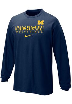 the michigan wolverines nike long sleeve tee shirt