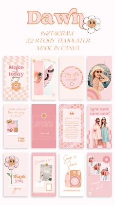 These editable Instagram post templates for Canva features a retro-inspired 90s design in pink and orange. They are fully customizable, allowing you to easily create eye-catching posts. Perfect for anyone looking to add a fun and playful touch to their social media presence. Pastel Instagram Template, Retro Design Social Media, Story Social Media Design, Playful Instagram Feed, Fun Instagram Posts, Stories Template Instagram, Social Media Post Inspiration, Graphic Design Social Media Posts