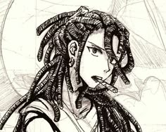 Magi Kassim, Locs Drawing Reference, Afro Hair Drawing, Ponytail Drawing, Anime Boy Hair, Black Cartoon Characters, Arte Cyberpunk, Black Artwork