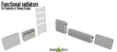 an assortment of radiators and heaters are shown in this graphic art work