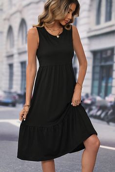 Details: Solid Color Sleeveless Casual Dress Round neck Sleeveless High waist Fabric: polyester Size: S. M. L. XL For more country size measurements. please click here. Size/in US Bust Waist Length S 4-6 37.01 33.07 43.31 M 8-10 38.58 34.65 43.70 L 12-14 41.73 37.80 44.49 XL 16-18 44.88 40.94 45.28 Please allow 0.4"-0.8" differs due to manual measurement. Knitting Dress, Round Neck Casual Dress, Swimwear High Waisted, Loose Maxi Dress, Linen Shirt Dress, Shirt Dress Casual, Plus Size Lingerie, Plus Size Swimwear, White Maxi Dresses