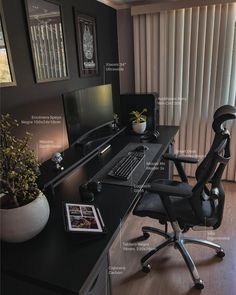 an office desk with a laptop and monitor on it