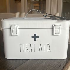 Brand New Rae Dunn. Firts Aid. Metal Box First Aid Organization, Laundry Room Baskets, Dog Treat Container, Rae Dunn Canisters, Travel Bottle Set, Organizing Labels, Ceramic Canister, Stash Jars, Organization Storage