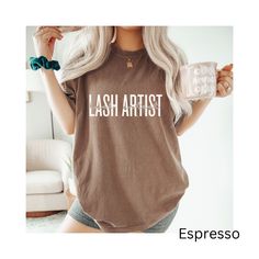 Lash Artist Comfort Colors® Shirt, Retro Lash Boss Tshirt, Birthday Gift for Lash Artist, Eyelash Technician Shirt, Lash Tech Gift ♥ Experience the ultimate comfort of Comfort Color garment-dyed shirts! These cotton-washed tees offer unrivaled comfort and a retro-vintage vibe. The colors are stunning and enduring, ensuring a timeless appeal that never disappoints. Plus, they stay pristine without piling, making them a true wardrobe staple. ♥ Our unisex sizing ensures a versatile fit that's just Basic Crew Neck T-shirt For Birthday, Basic Crew Neck Tops For Birthday, Basic Graphic Print Top For Birthday, Relaxed Fit T-shirt With Name Print For Birthday, Lash Boss, Boss Tshirt, Eyelash Technician, Tech Gift, Lash Tech