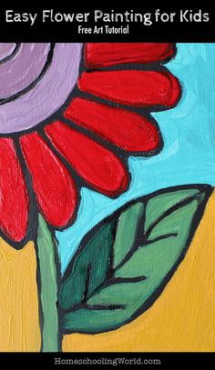 an easy flower painting for kids with acrylic paint