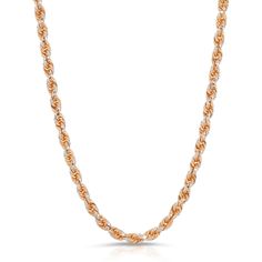 Discover exquisite craftsmanship with our 14k Rose Gold Rope Chain Prism Cut Necklace, a stunning fusion of elegance and modern design. This solid 14k two-tone prism gold necklace showcases impeccable quality and style, making it the perfect accessory to elevate any look. The intricate rope chain and unique prism cut detail add a touch of sophistication to your jewelry collection. Elevate your fashion with this timeless piece today. ♡ WHAT'S INCLUDED ♡ - Solid Rope Prism Cut Chain ♡ MATERIALS ♡ Elegant Rose Gold Necklace With Rope Chain, Elegant Rose Gold Rope Chain Necklace, Formal Rose Gold Diamond Cut Chain Necklace, Formal Rose Gold Diamond-cut Chain Necklace, Gold Rope Chains, Small Charms, Rope Chain, Timeless Pieces, Chains Necklace